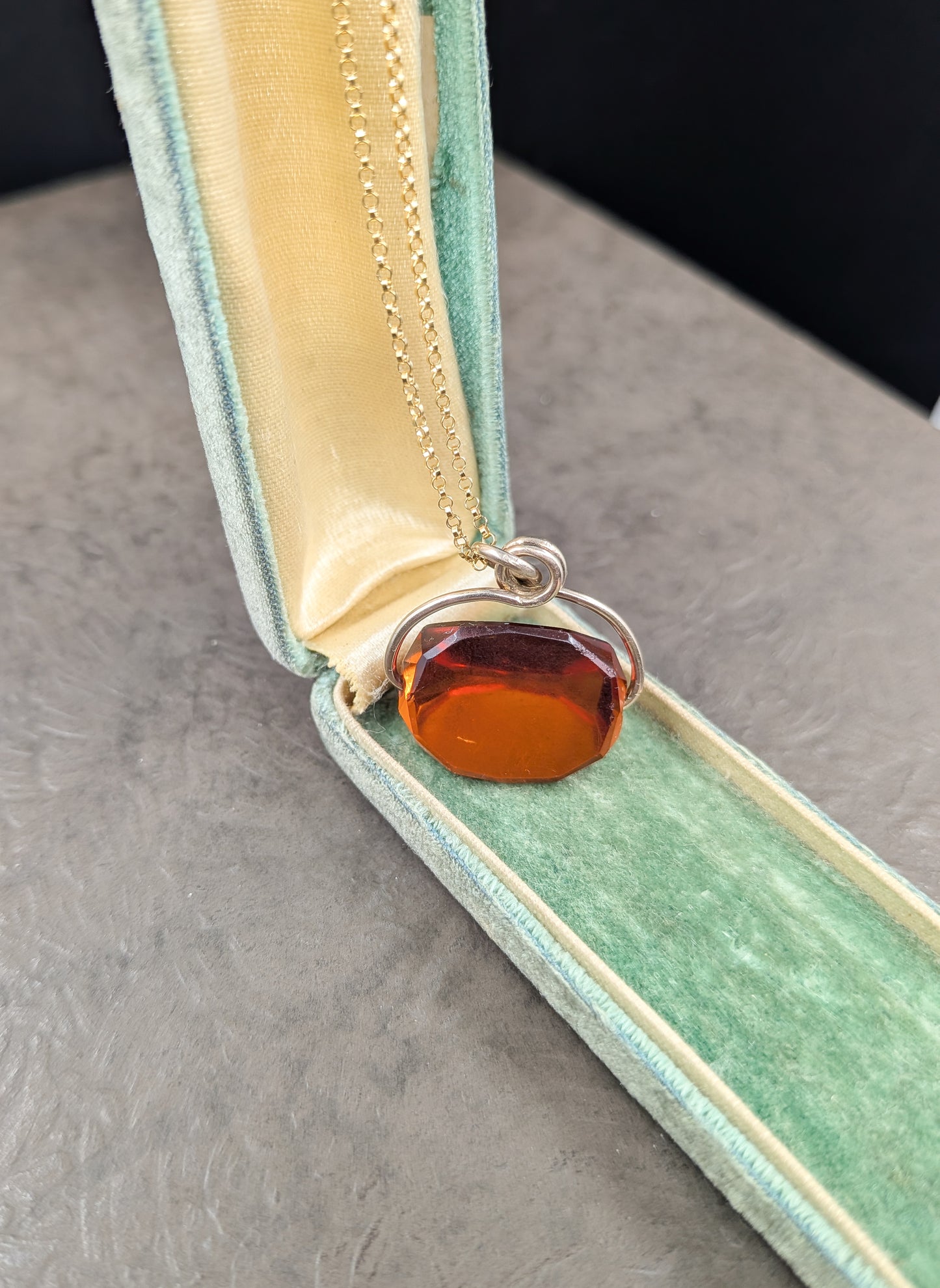 Antique Citrine Spinner Fob Pendant