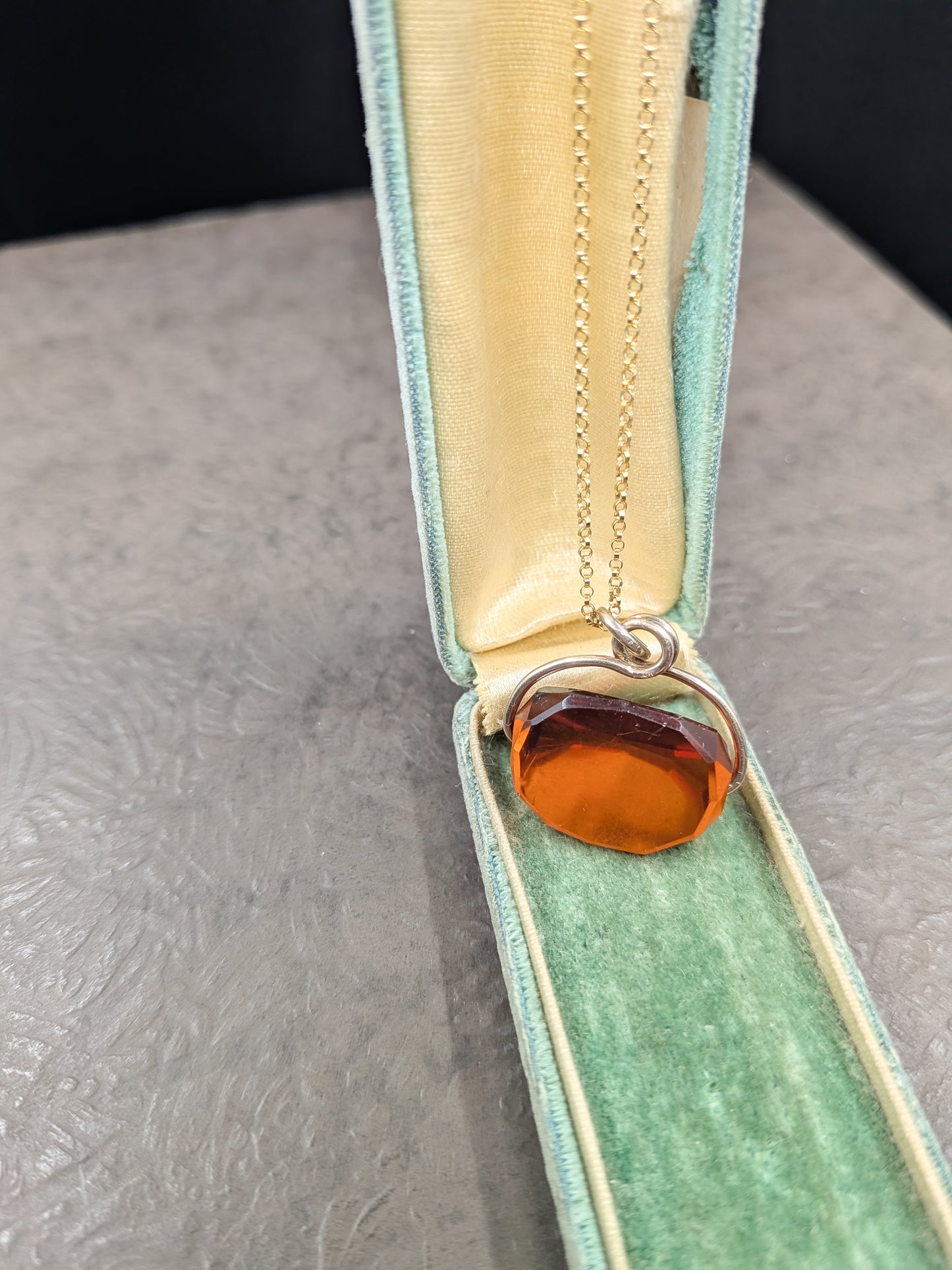 Antique Citrine Spinner Fob Pendant