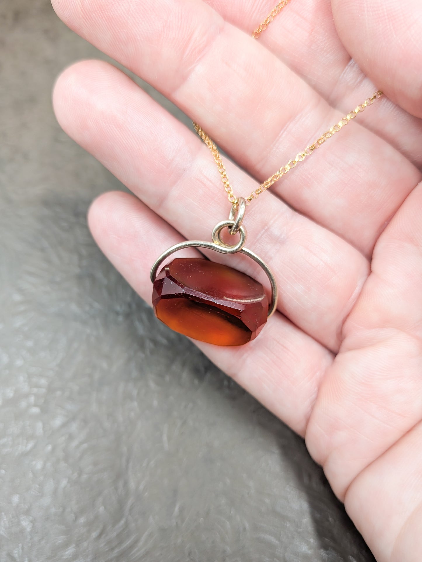 Antique Citrine Spinner Fob Pendant