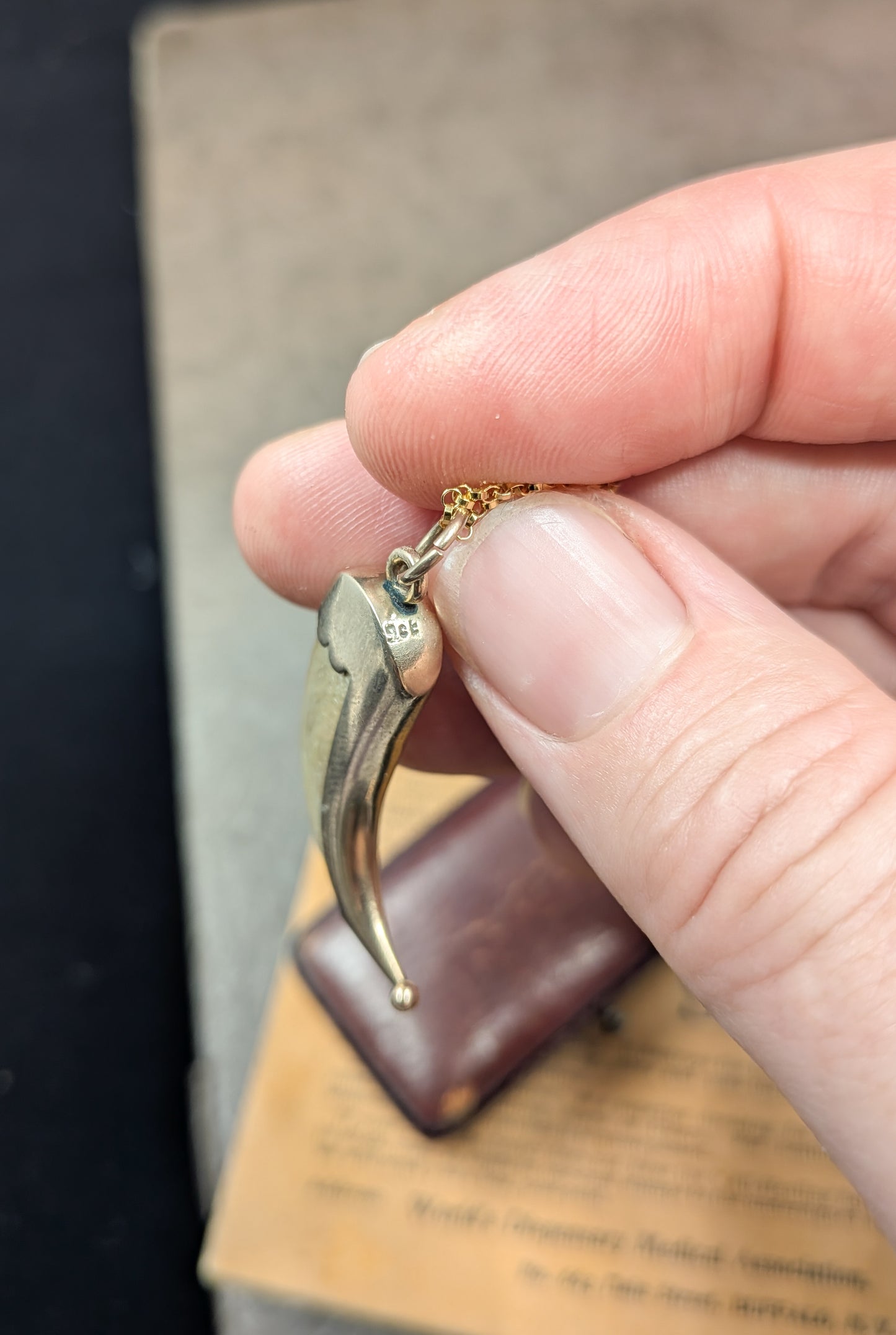 Victorian Gold-Wrapped Claw Pendant