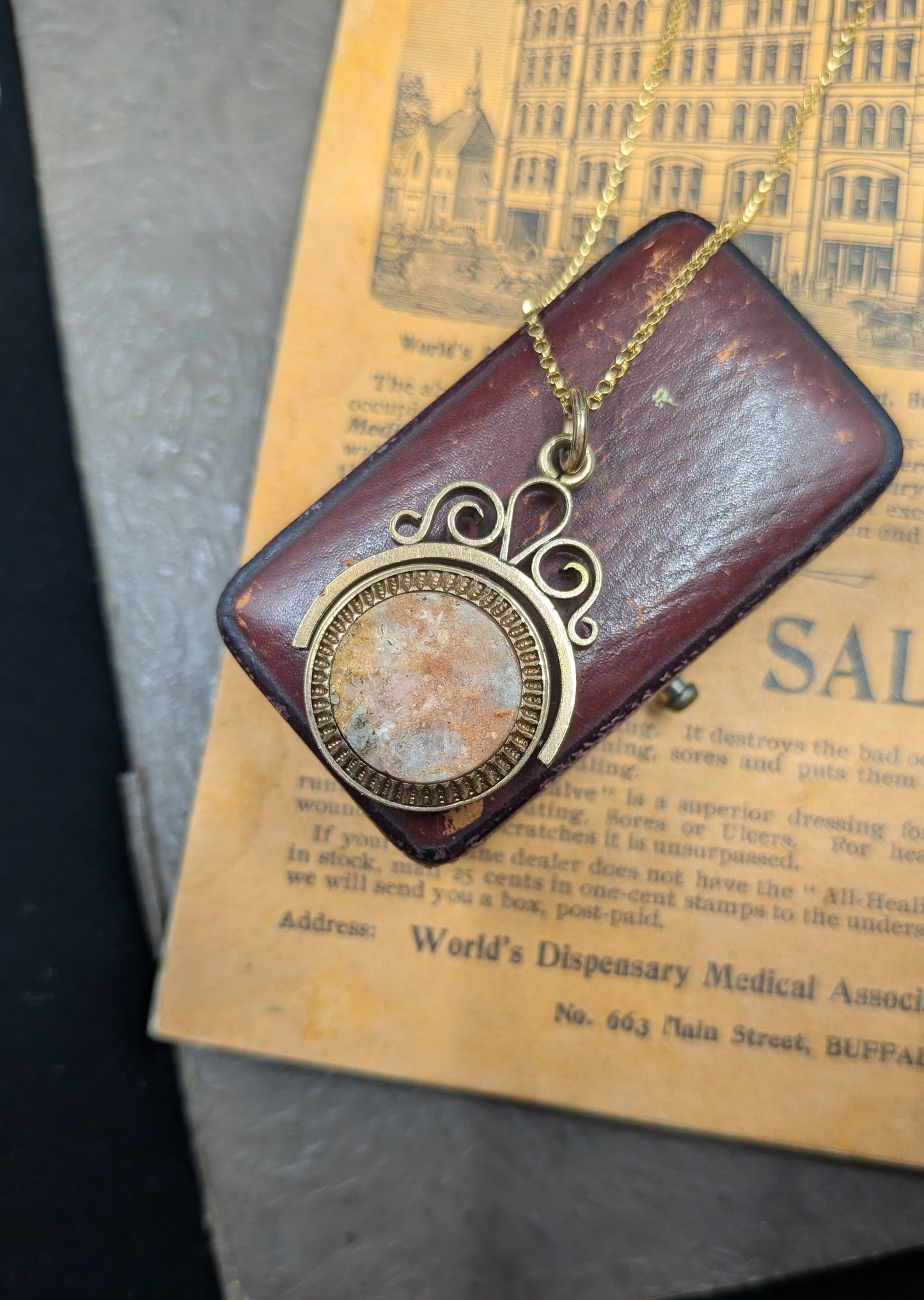 Victorian Granite and Goldstone Spinner Fob