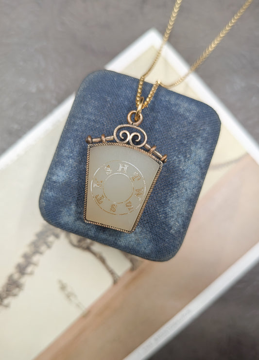 Victorian Goldfill Chalcedony Masonic Keystone Fob