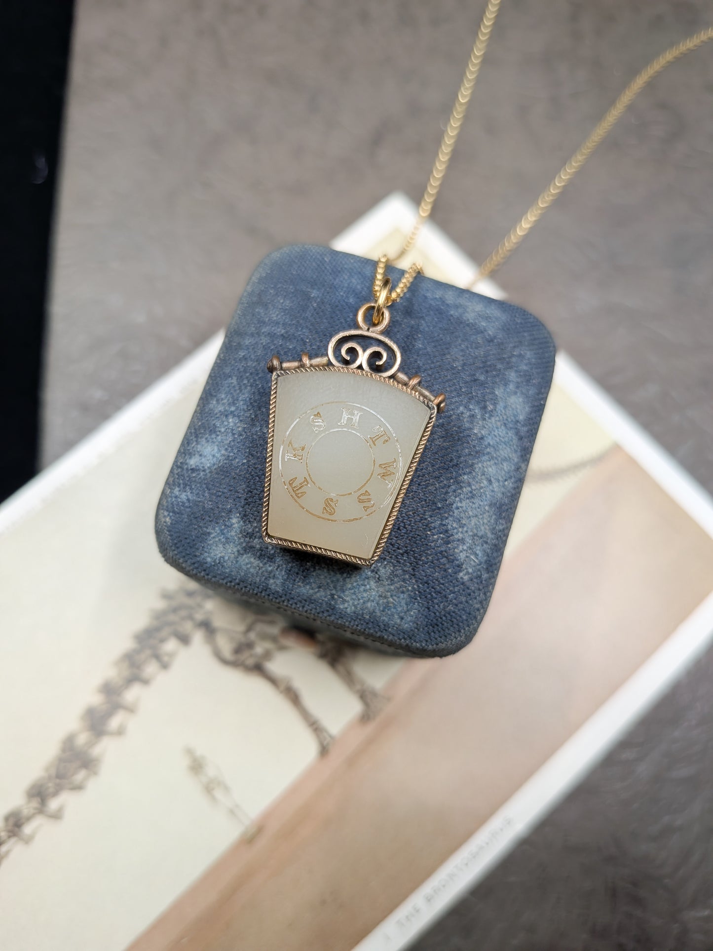 Victorian Goldfill Chalcedony Masonic Keystone Fob
