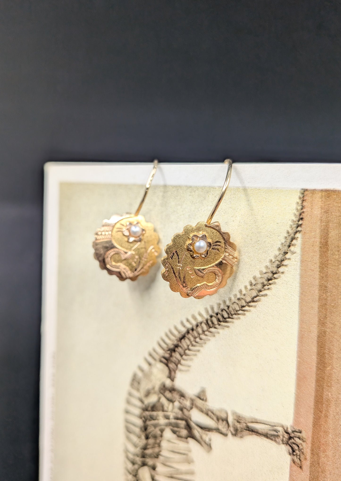 Antique Aesthetic Movement 14kt Gold Earrings