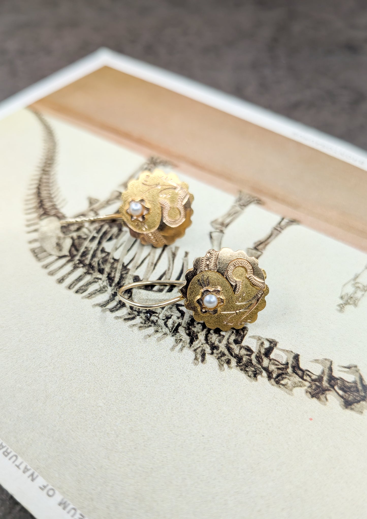 Antique Aesthetic Movement 14kt Gold Earrings
