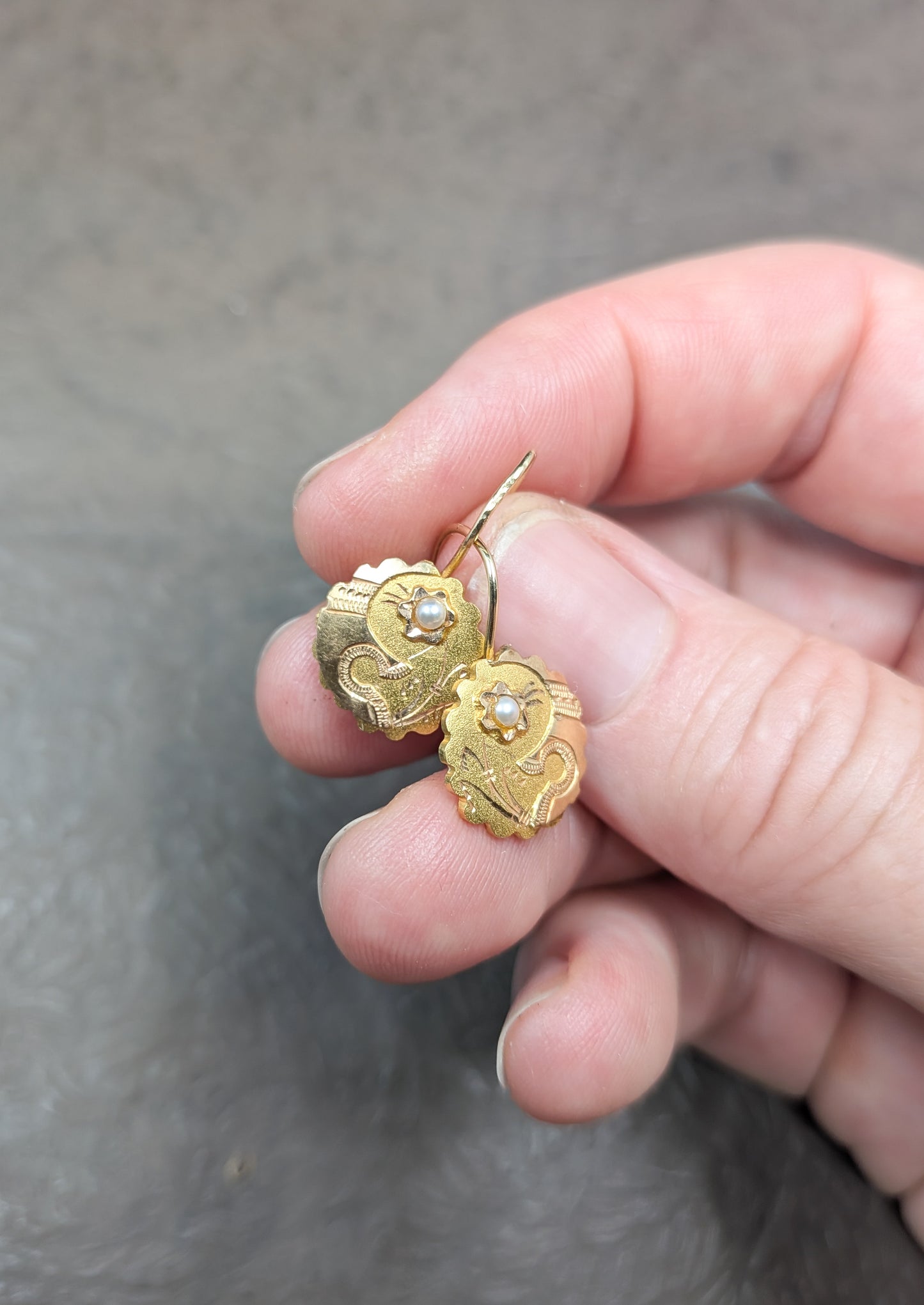 Antique Aesthetic Movement 14kt Gold Earrings