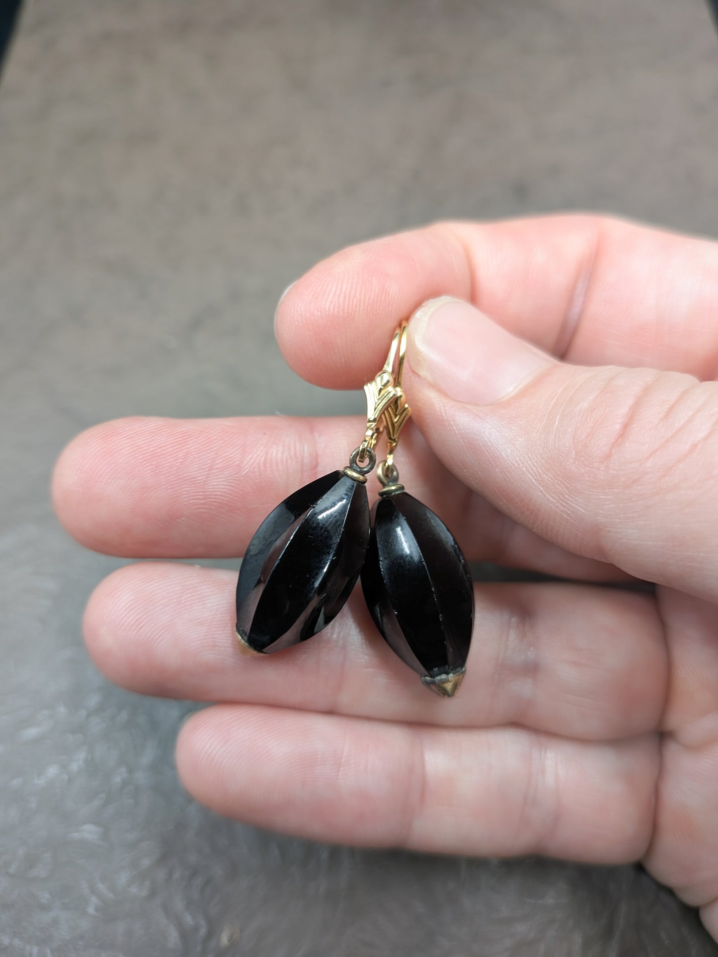 Antique French Jet Drop Earrings