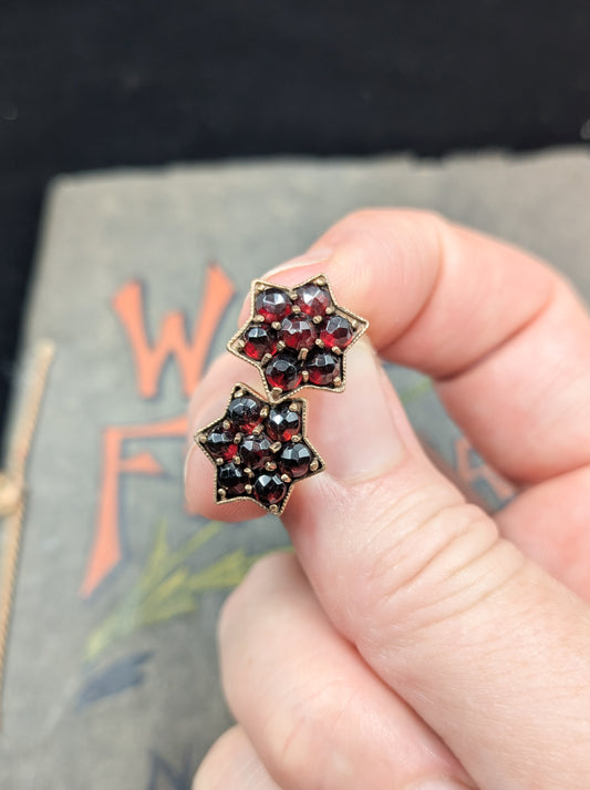 Antique Gold and Garnet Star Earrings