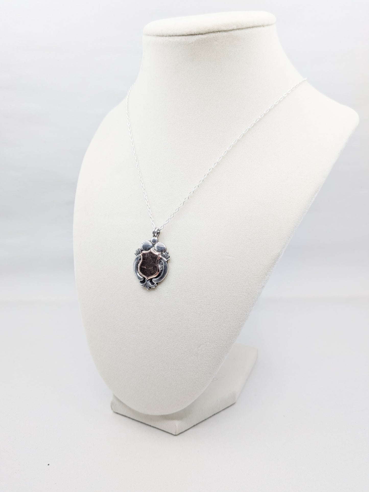 Vintage Sterling Silver and Rose Gold Fob Pendant | 1901-2