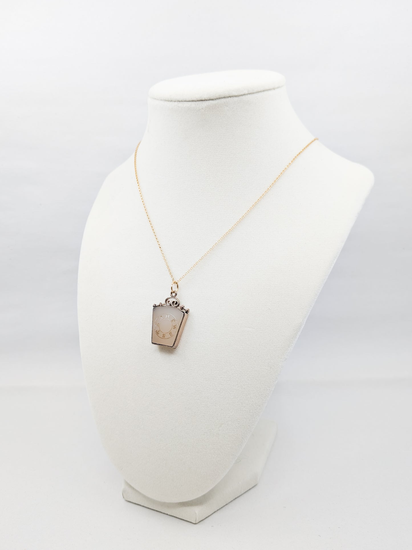 Victorian Goldfill Chalcedony Masonic Keystone Fob