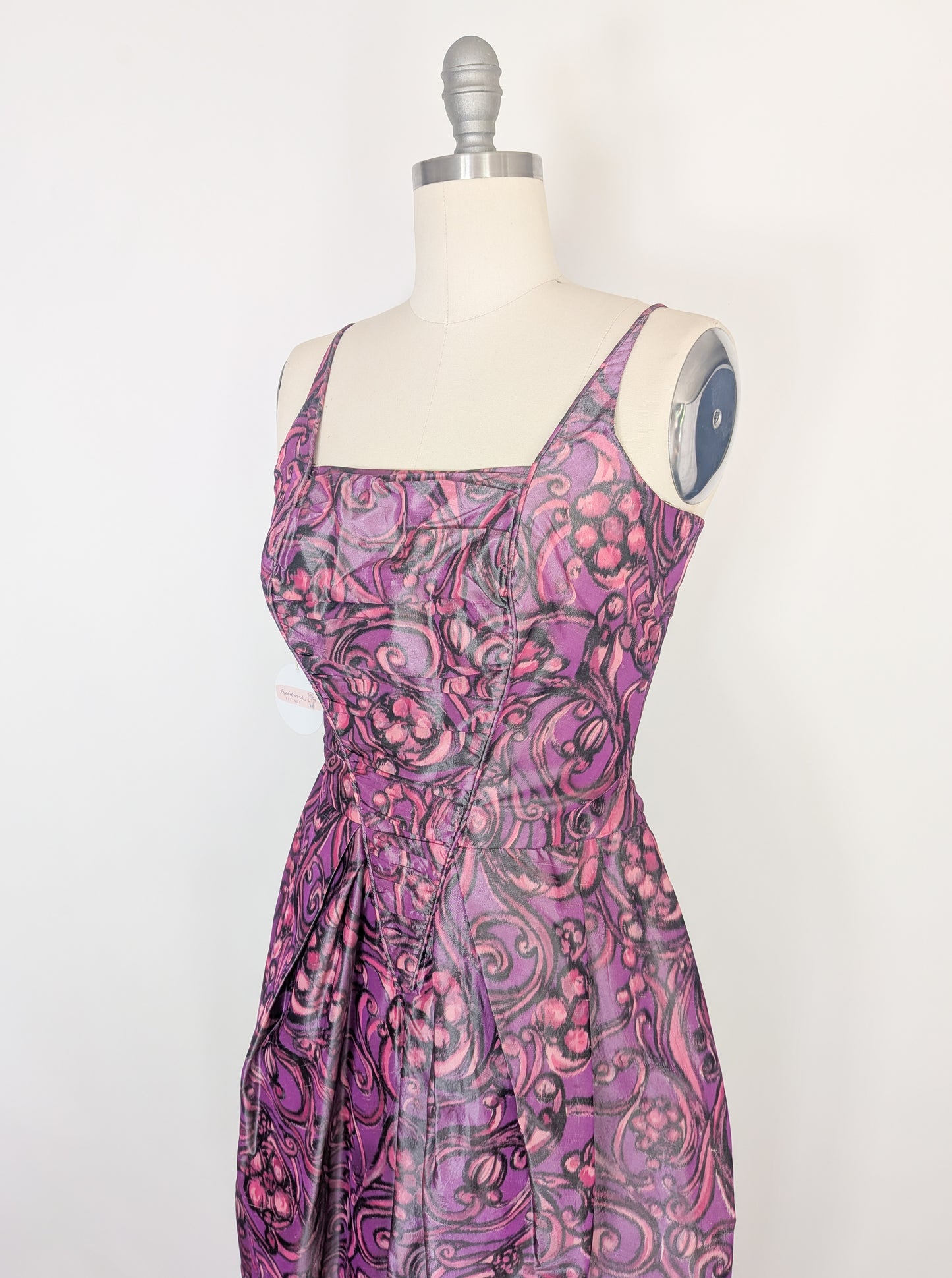 1960s Silk Taffeta Party Dress by Elis Porter | S
