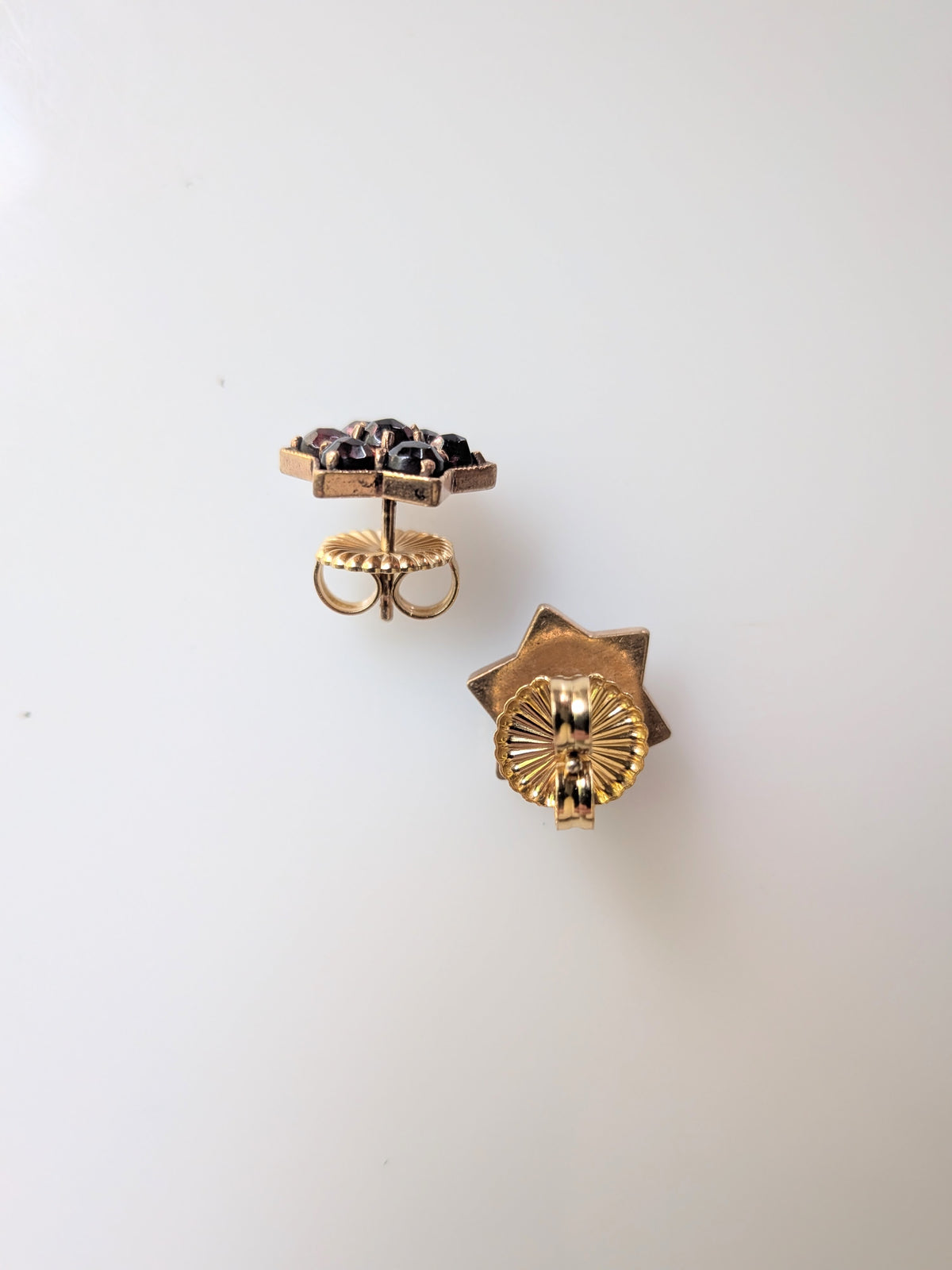Antique Gilt and Garnet Star Earrings