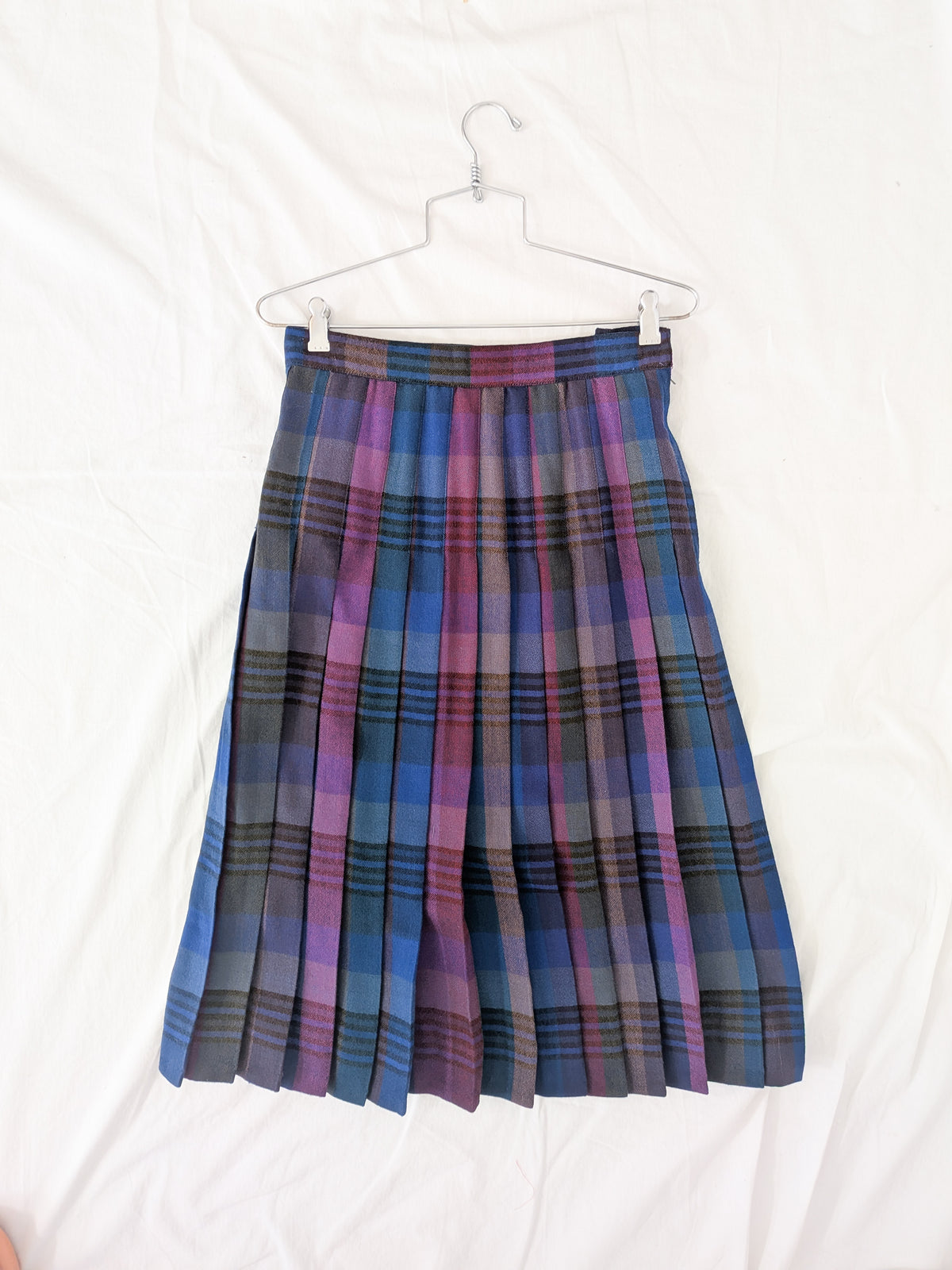 1980s Mary Ann Restivo Plaid Wool Skirt | S/M