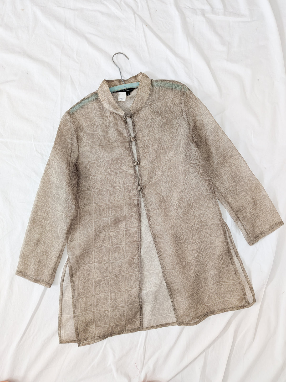 1990s Sheer Silk Tunic Top | S