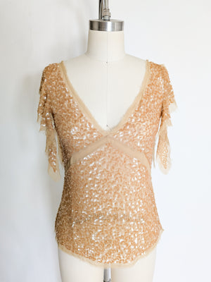 Vintage  Silk and Sequin Blouse | XS/S
