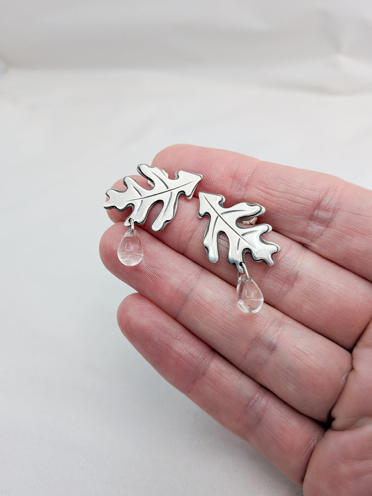Vintage Sterling Silver Oak Leaf Earrings