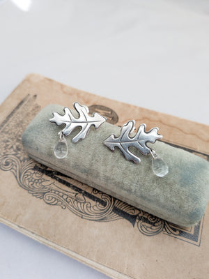 Vintage Sterling Silver Oak Leaf Earrings