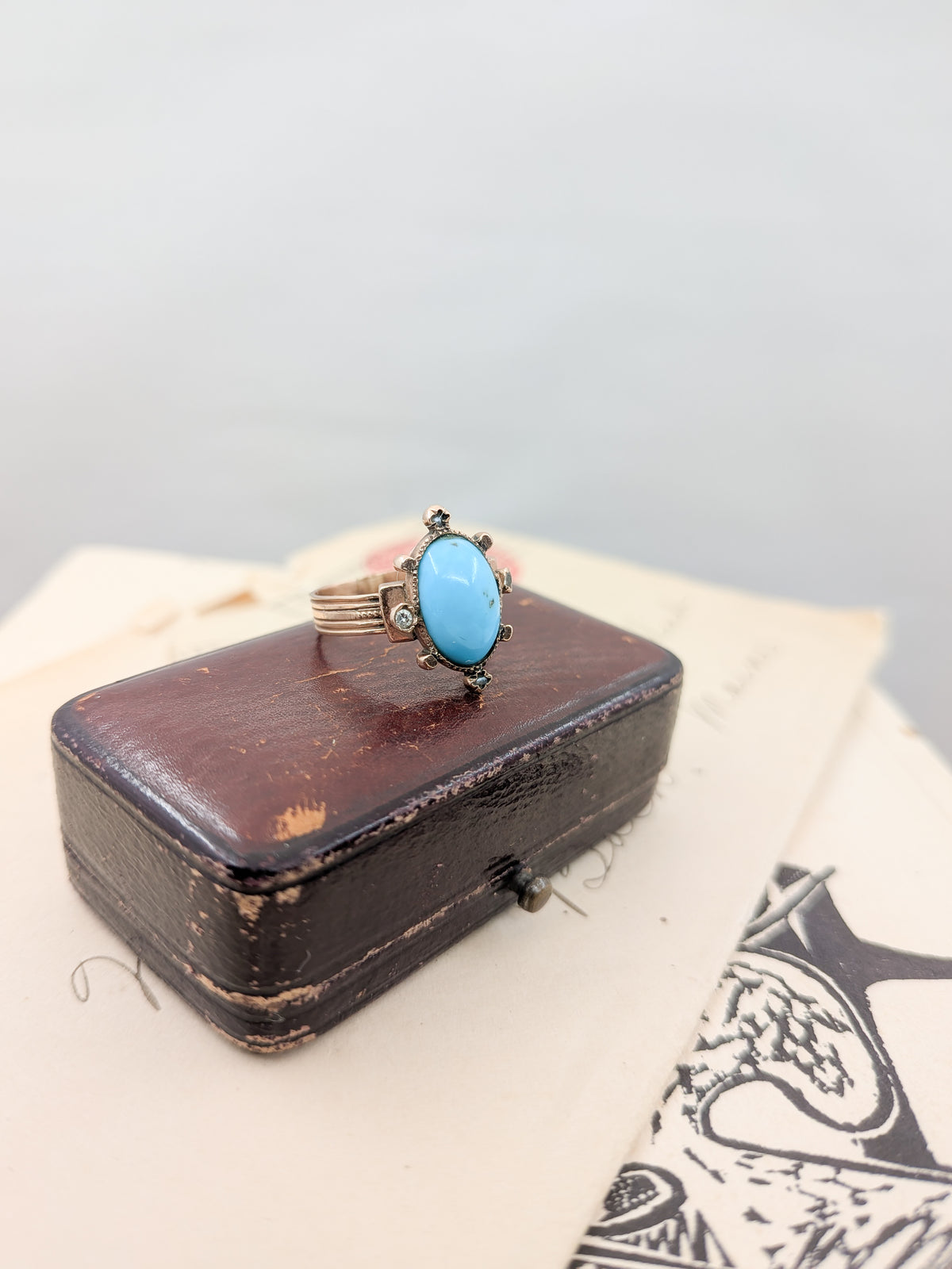 Victorian 10kt Rose Gold and Turquoise Ring