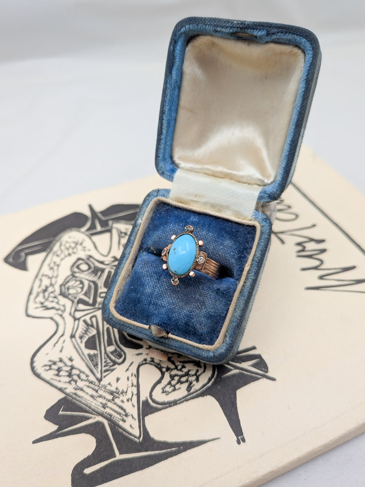 Victorian 10kt Rose Gold and Turquoise Ring