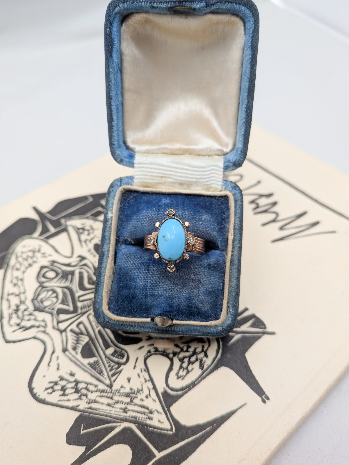 Victorian 10kt Rose Gold and Turquoise Ring