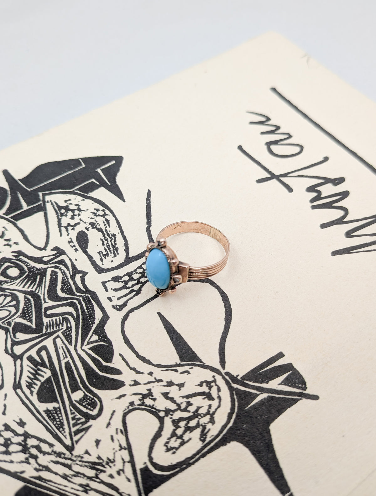 Victorian 10kt Rose Gold and Turquoise Ring