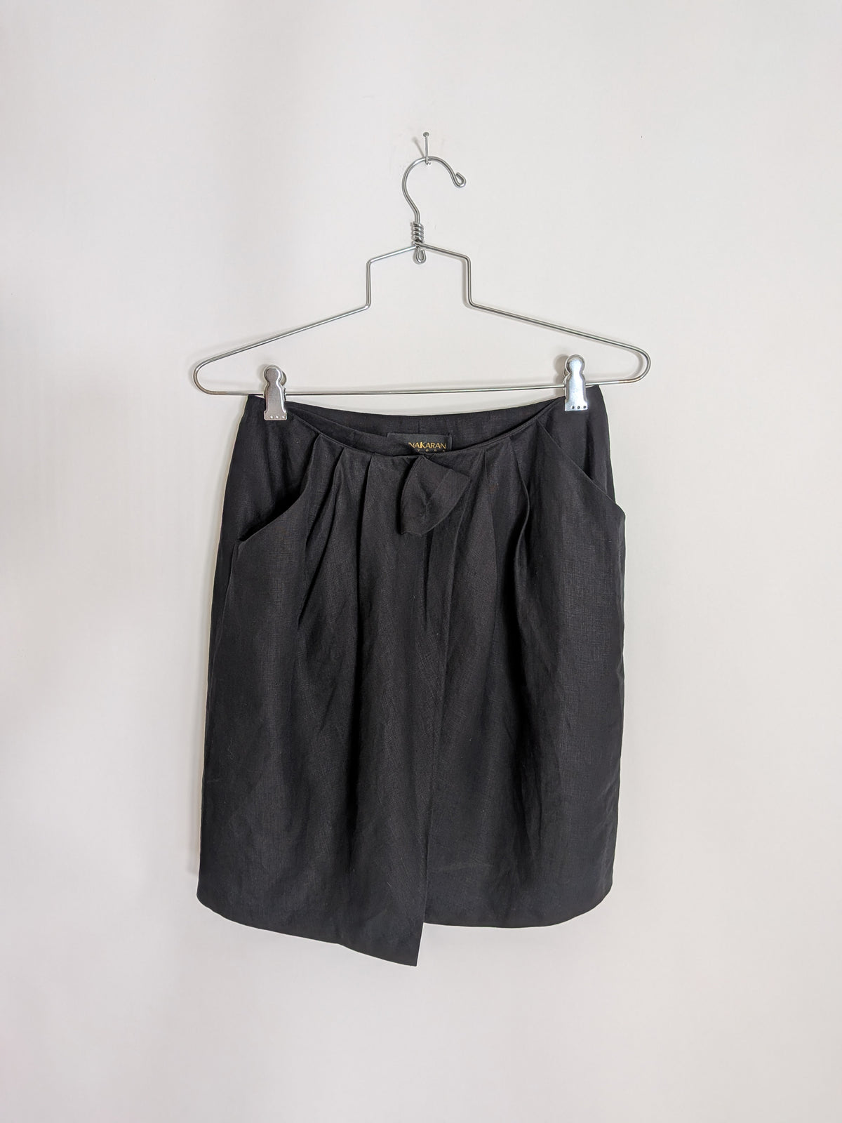 1990s DKNY Linen Wrap Skirt | S