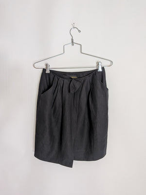 1990s DKNY Linen Wrap Skirt | S