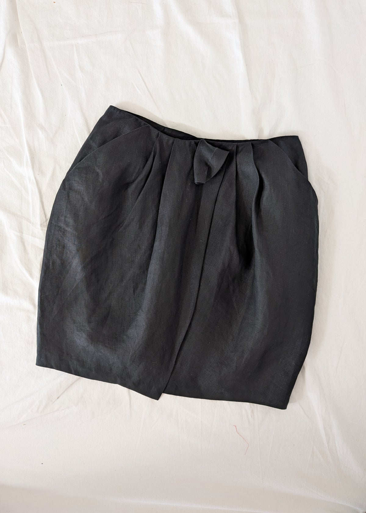 1990s DKNY Linen Wrap Skirt | S