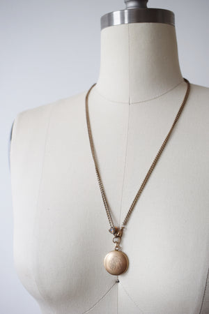 Edwardian Gold Locket with Chain and Opal-Set Slider | CAP