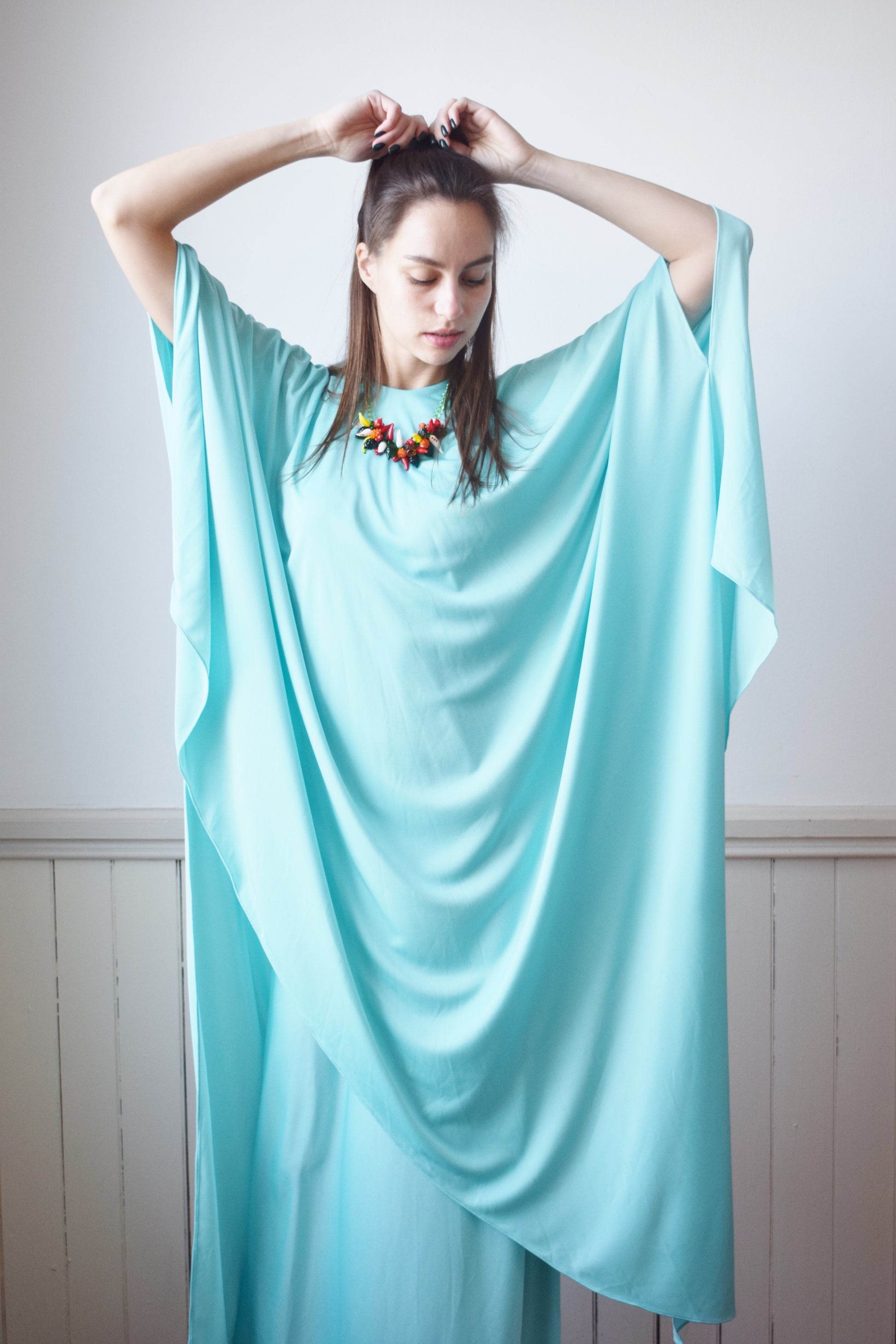 Vintage Halston IV Teal Knit Gown | S fieldwork Vintage Halston IV Teal Knit Gown | S fieldwork