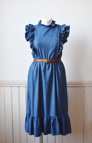 Denim Ruffle Dress | L