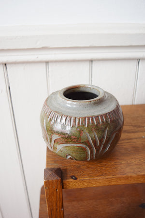 Handmade Etched Pottery Vase