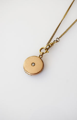 Antique Locket and Chain | Rhinestone Center | HW