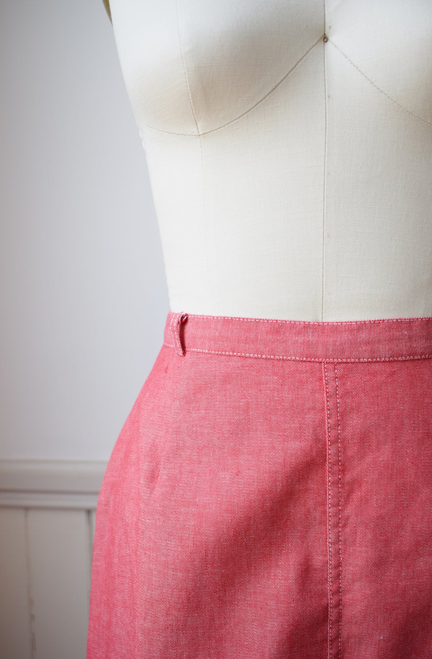 1960s Red Denim Skirt | XS