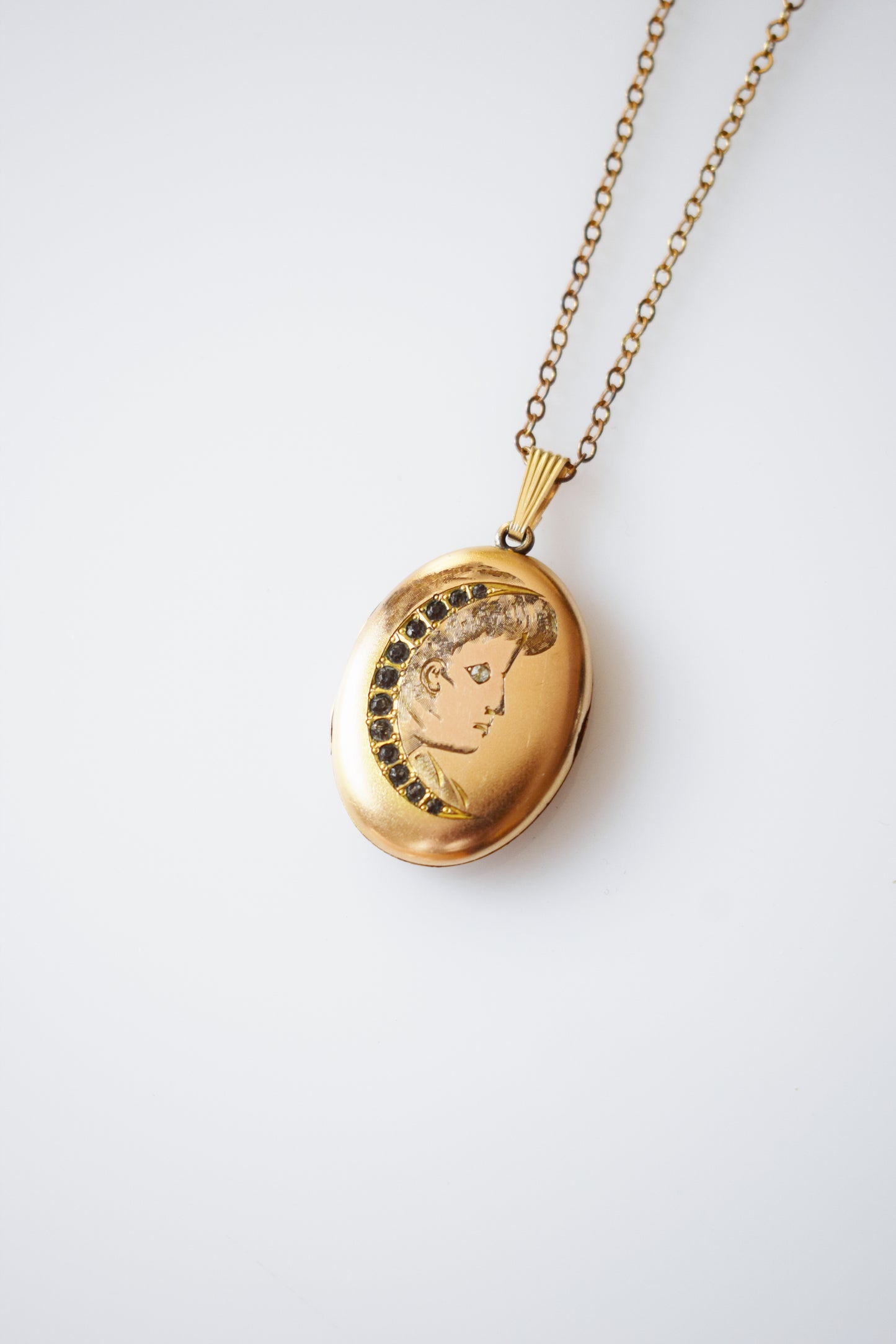 Antique Lady in the Moon Locket