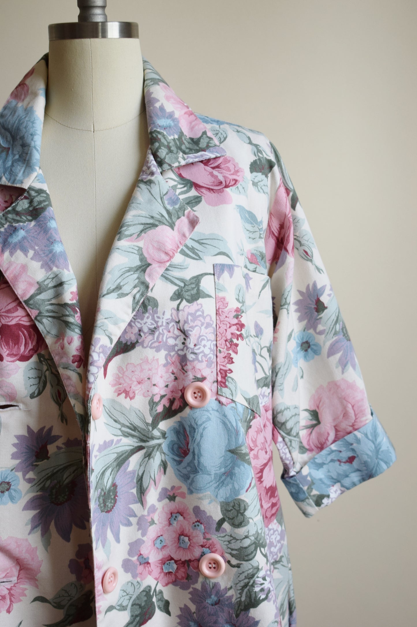 Vintage Pastel Floral Duster Jacket | S/M