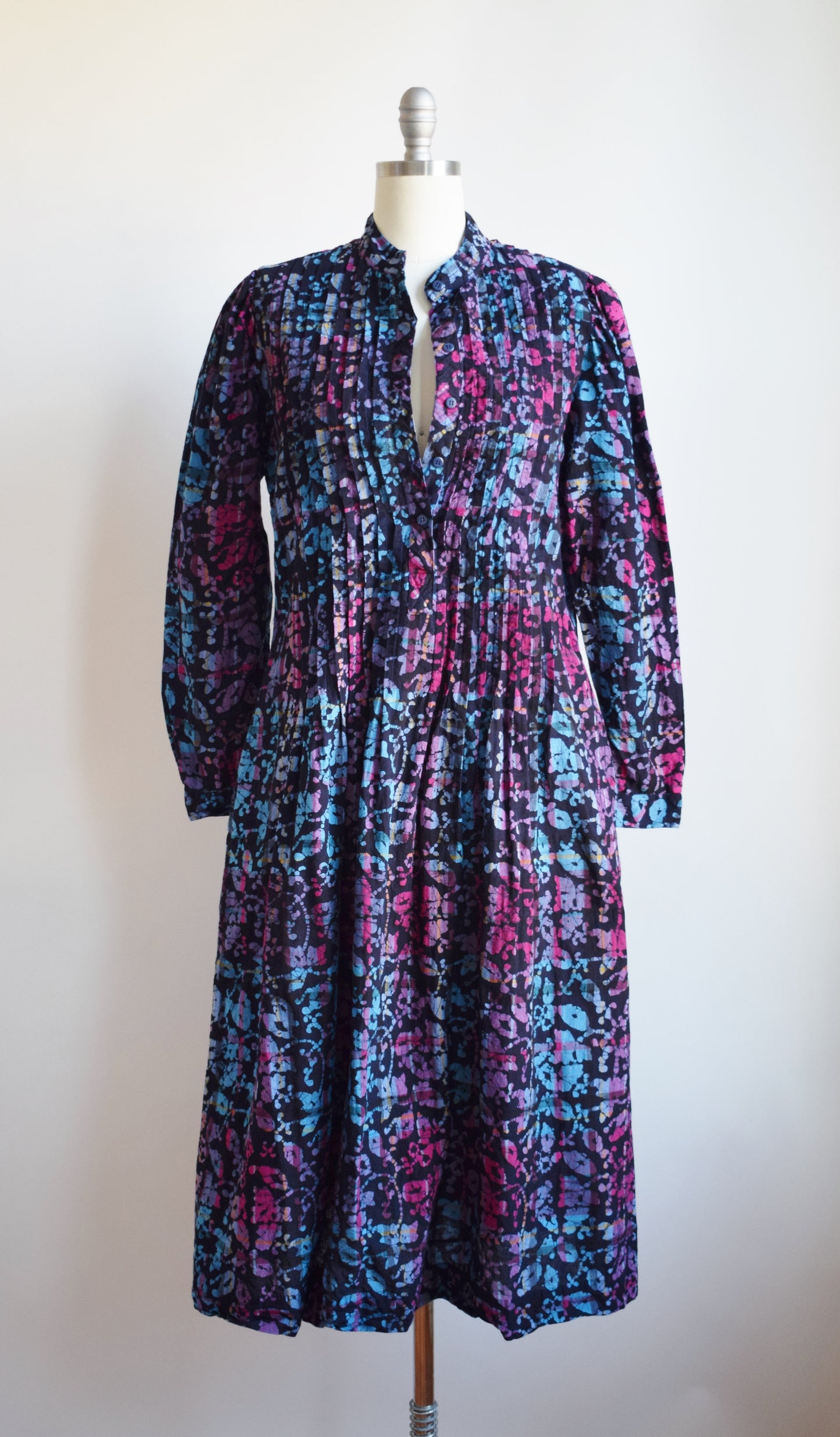 Vintage Batik Print Indian Cotton Market Dress | S/M