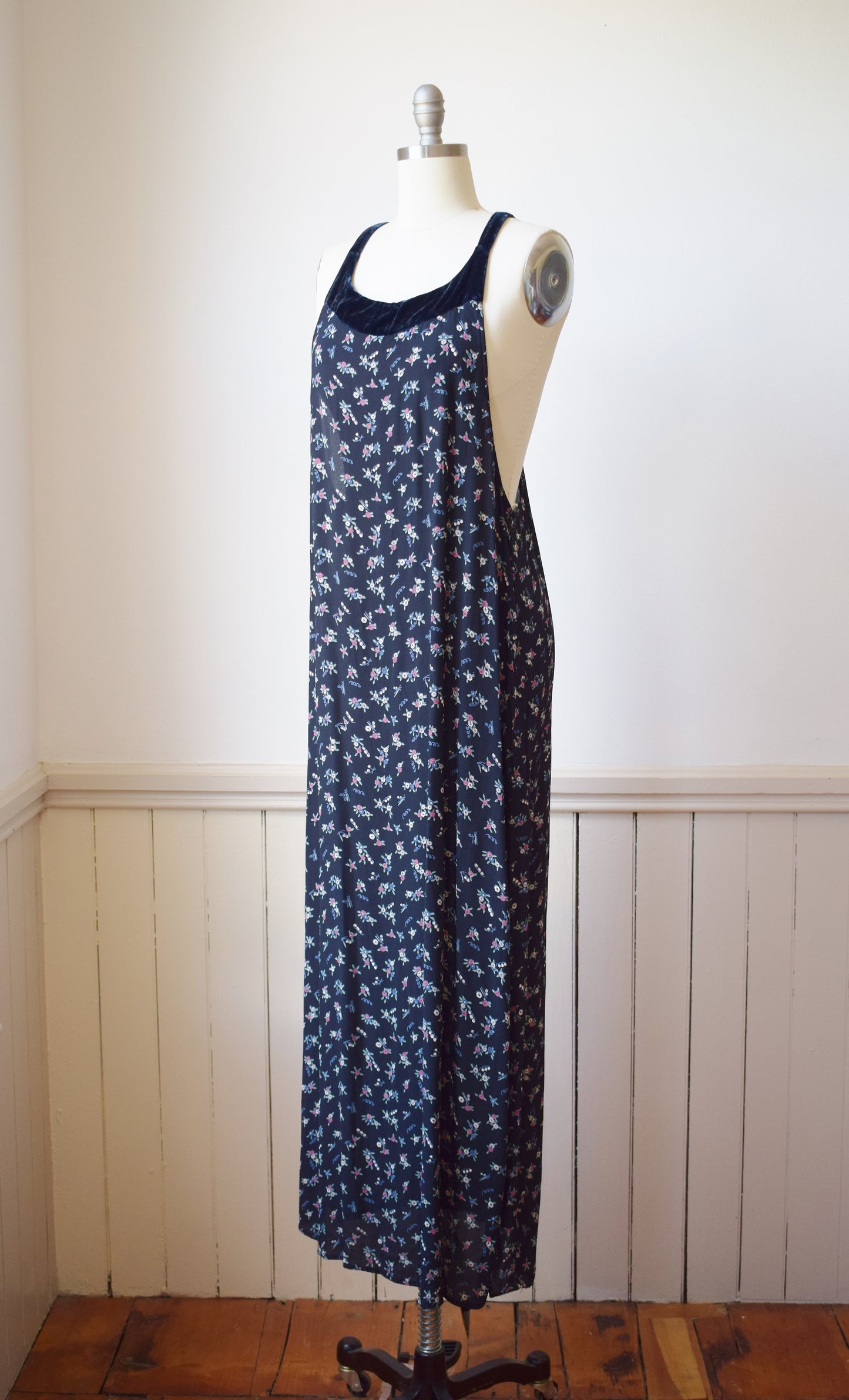 90s Racer Back Rayon Maxi Dress | S/M