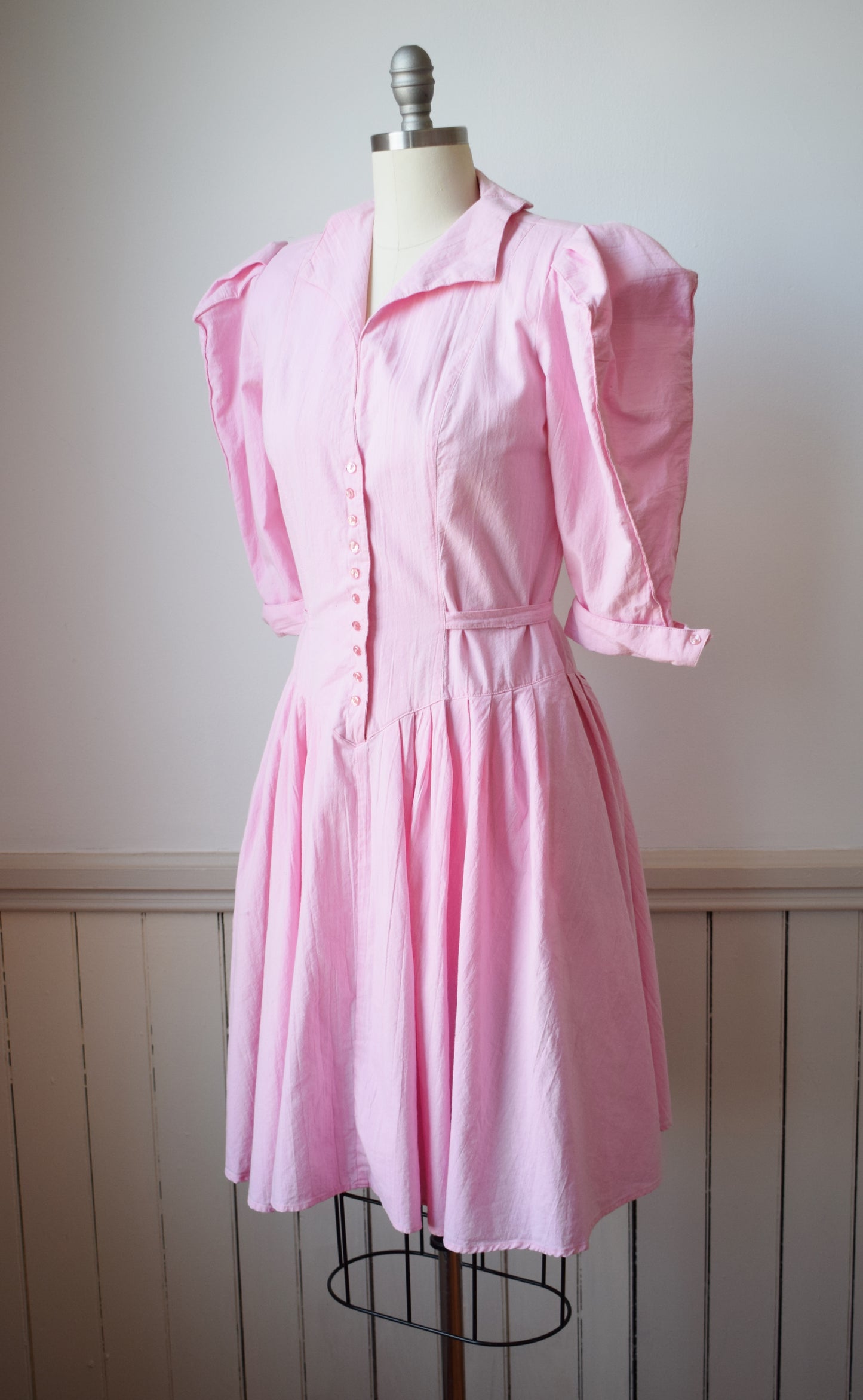 1980s Pink Cotton Frock | M