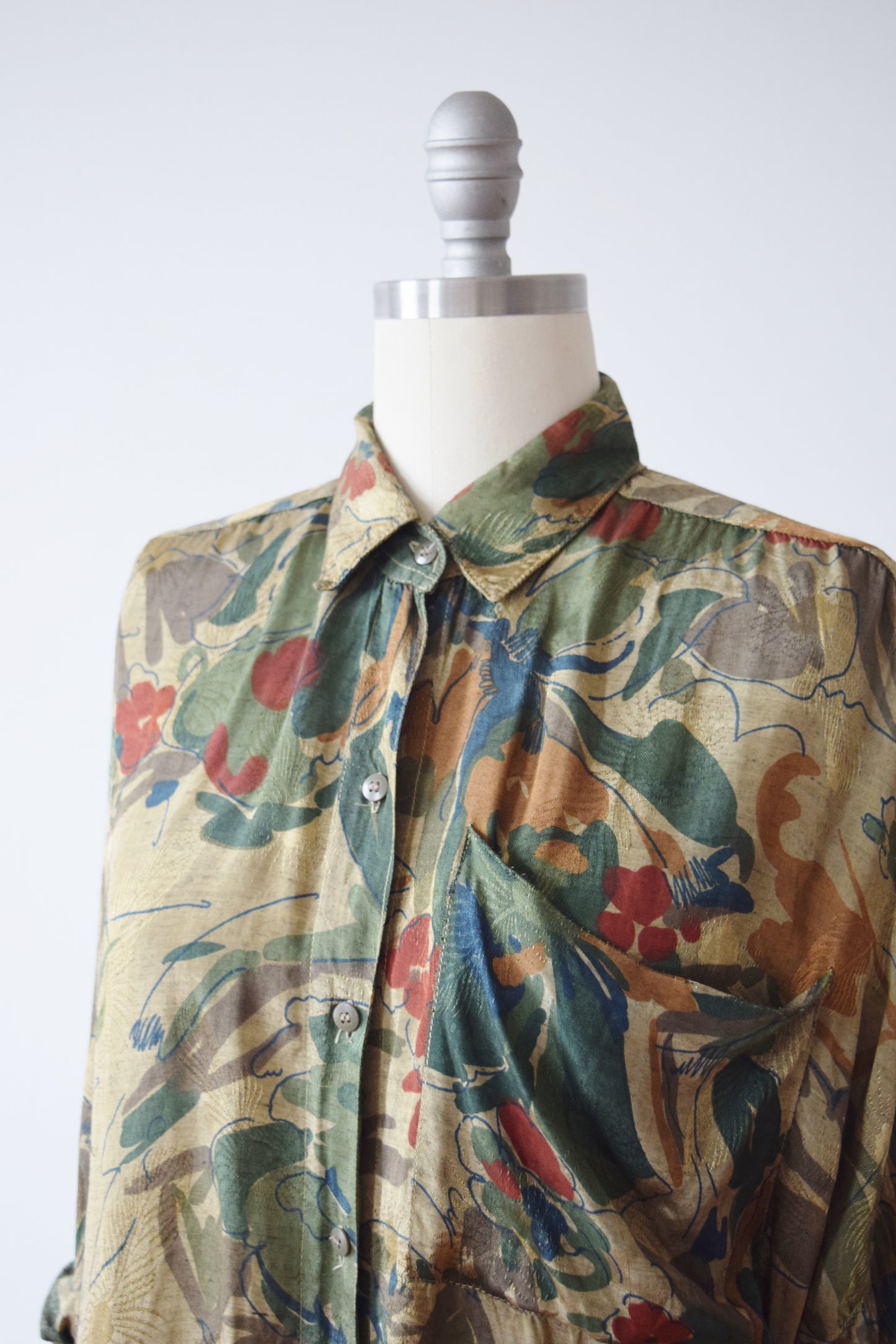 Golden Abstract Floral Top | 1980s | M