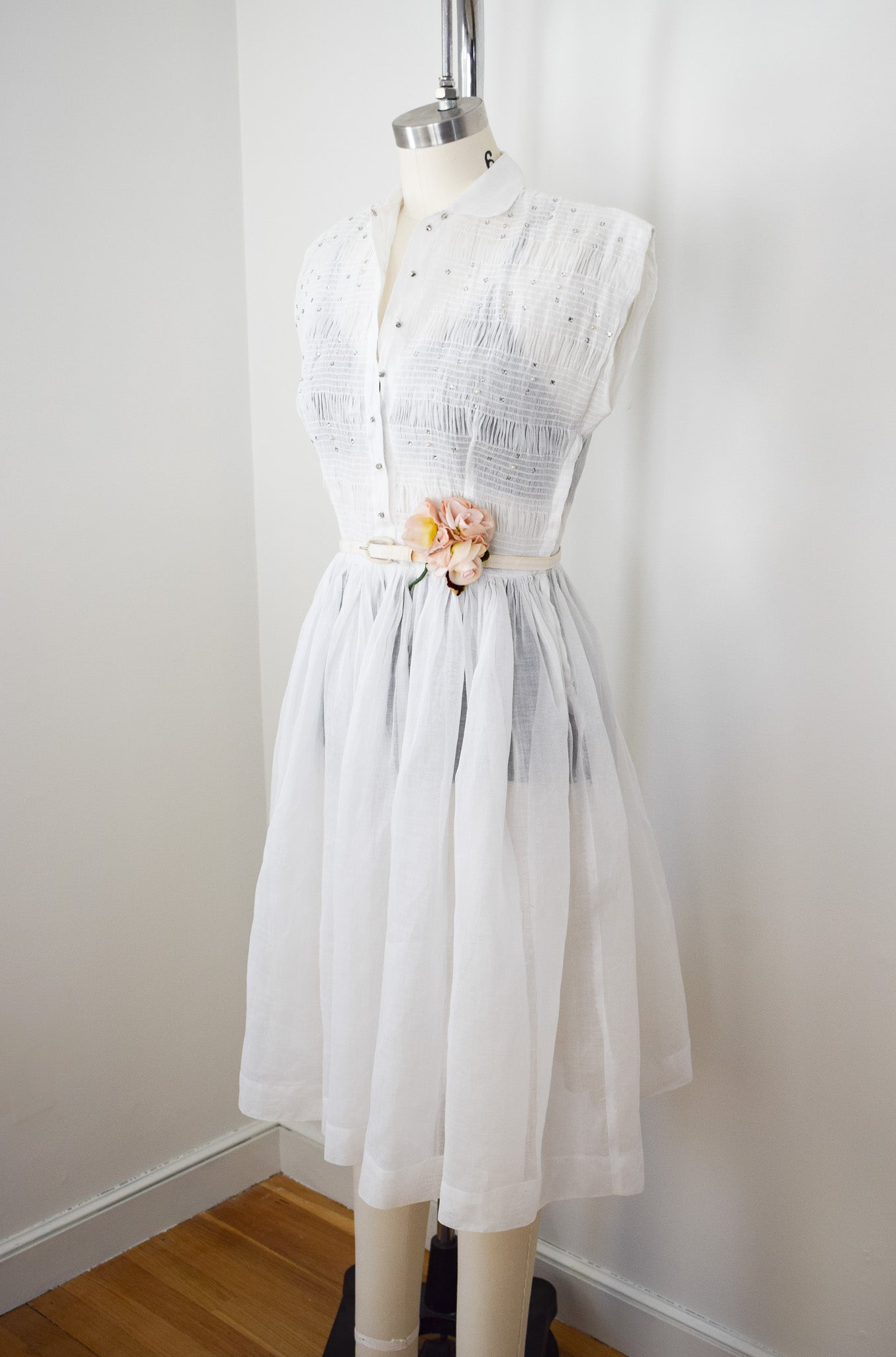 1950s Sheer Gauze Dress | S/M