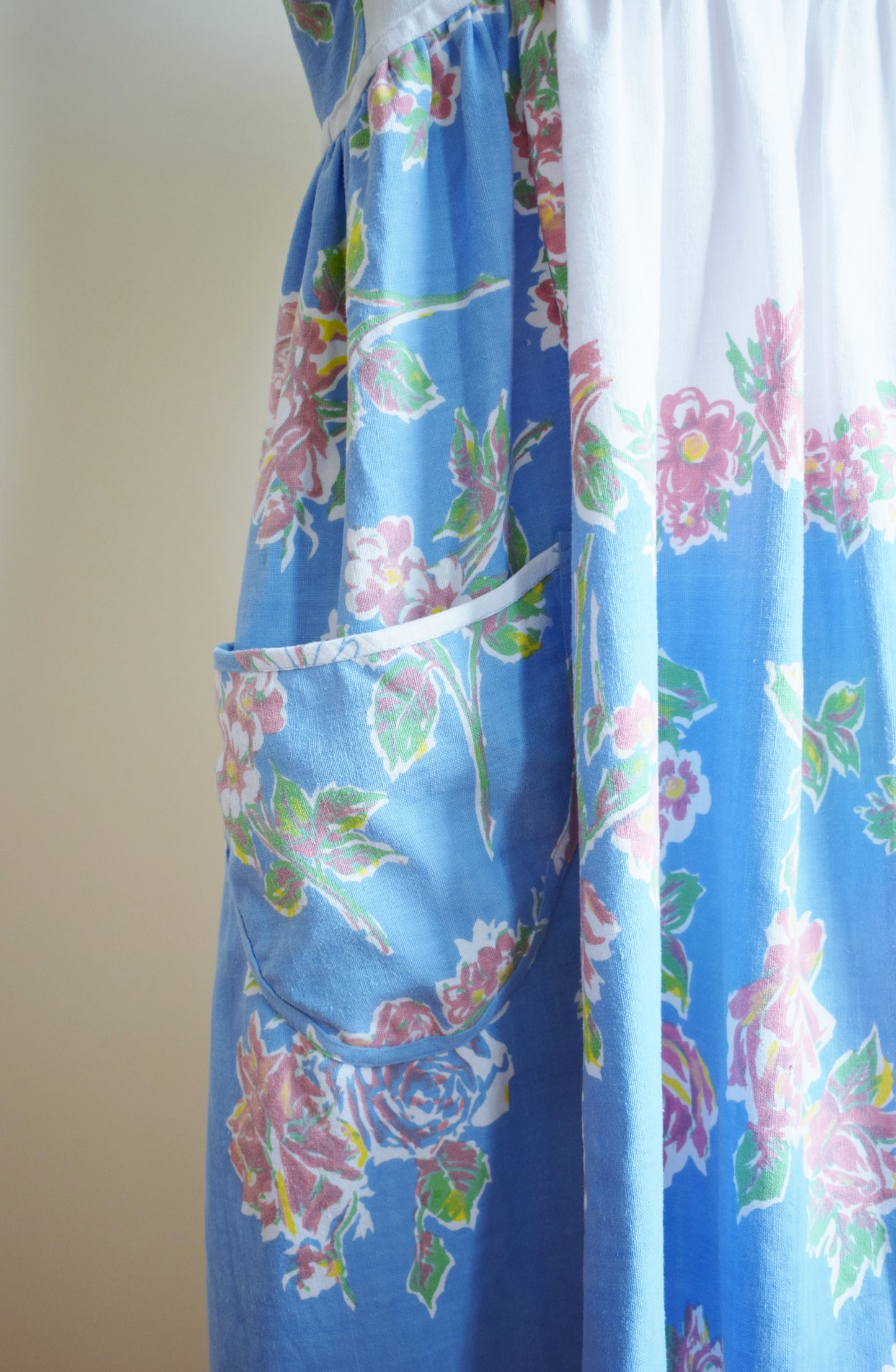 Vintage Upcycled Floral Tablecloth Dress | M