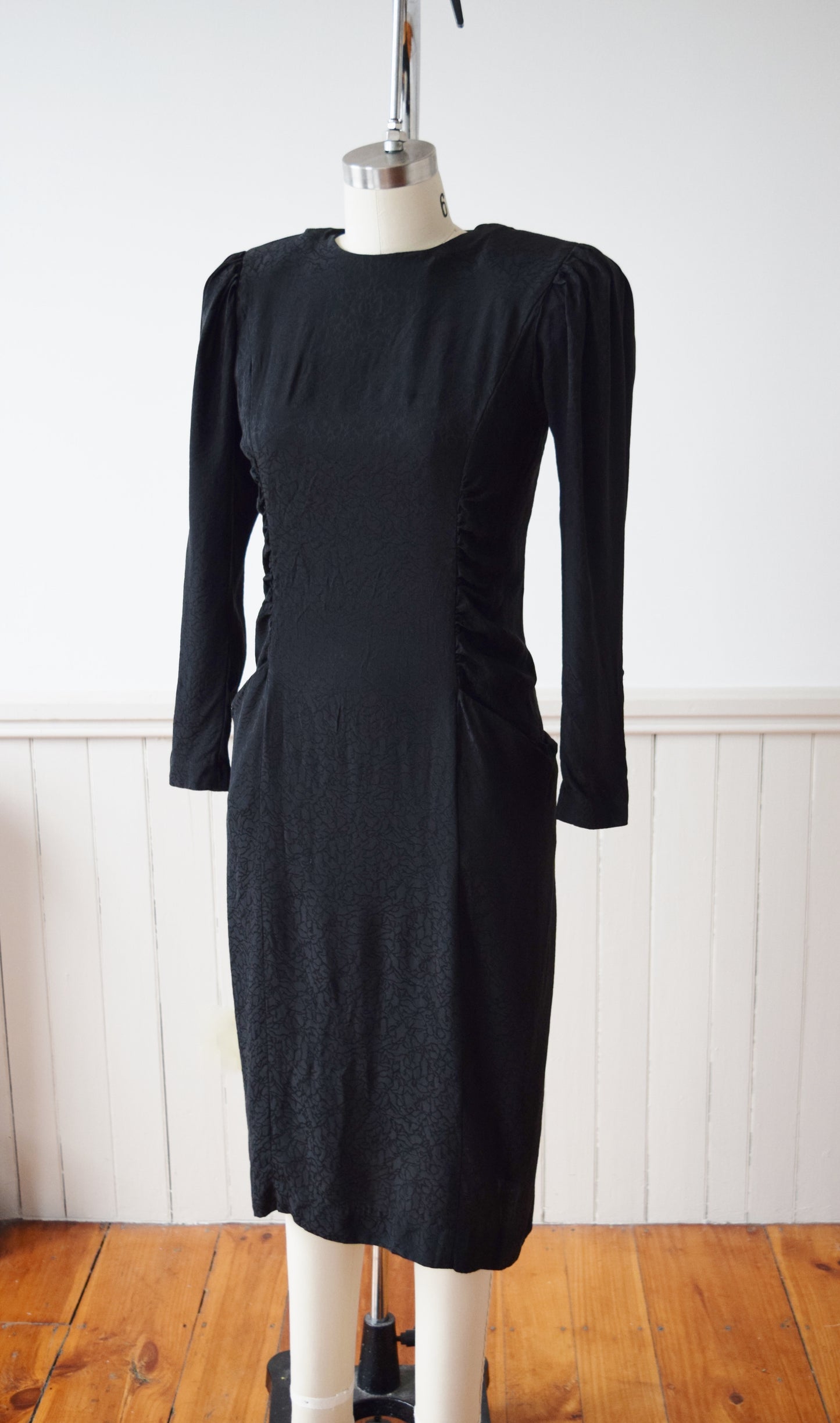 1990s Black Marble Silk Dress | S/ M