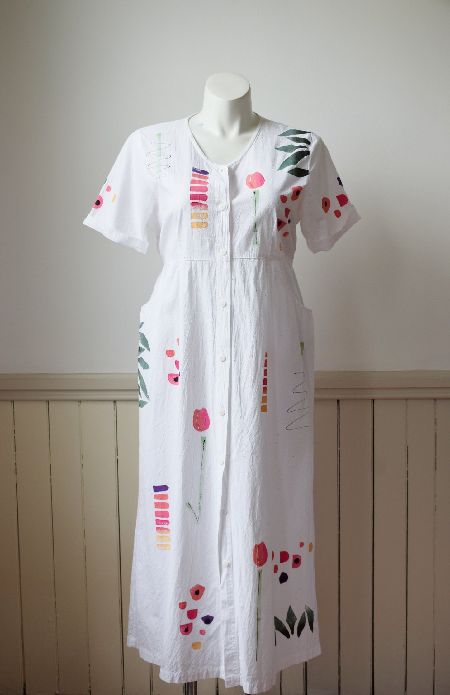 1980s Play Alegre Hand Painted Maxi Dress | L/XL