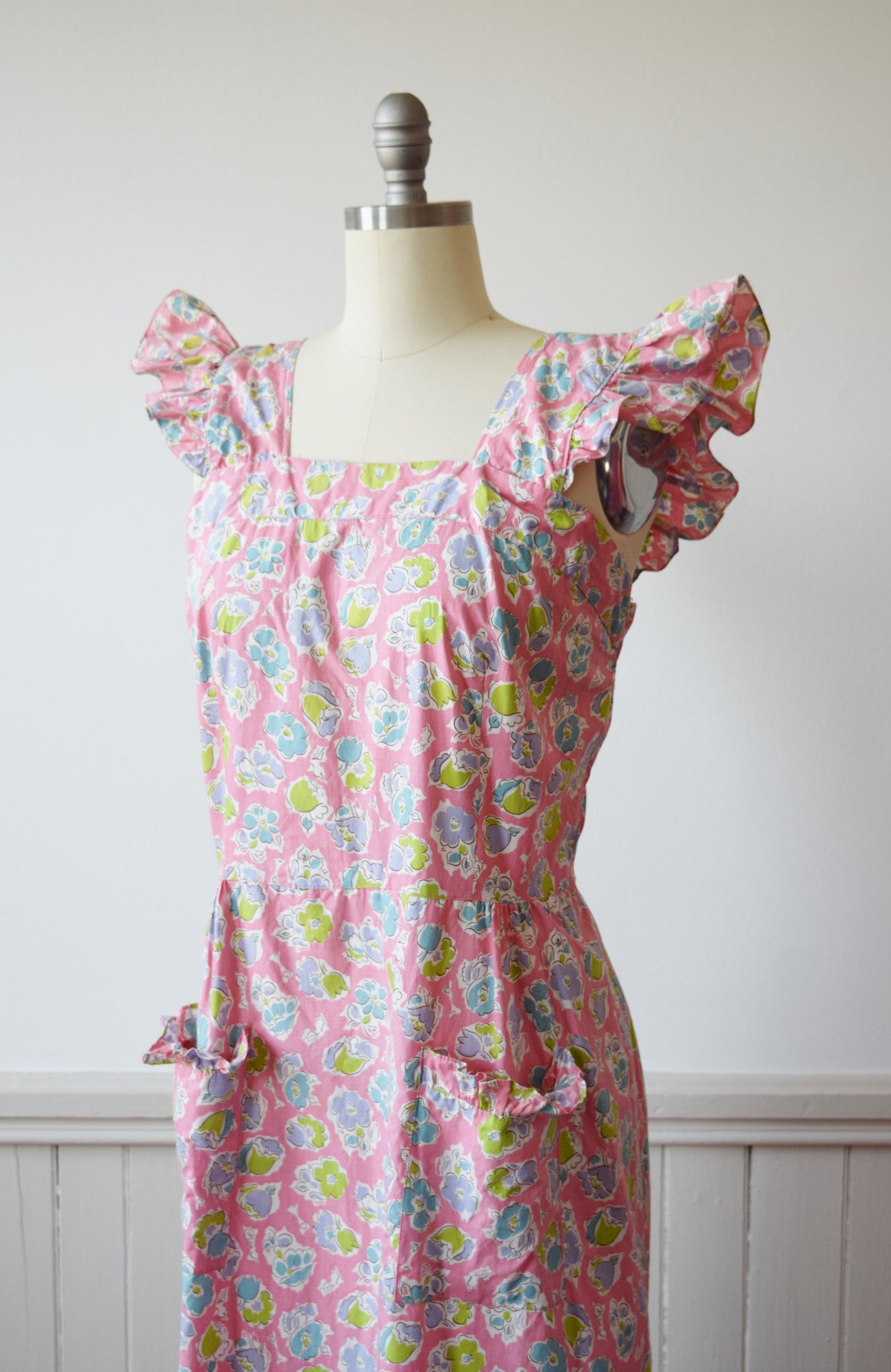 Ruffle Pinafore Dress | 1940s | L/XL