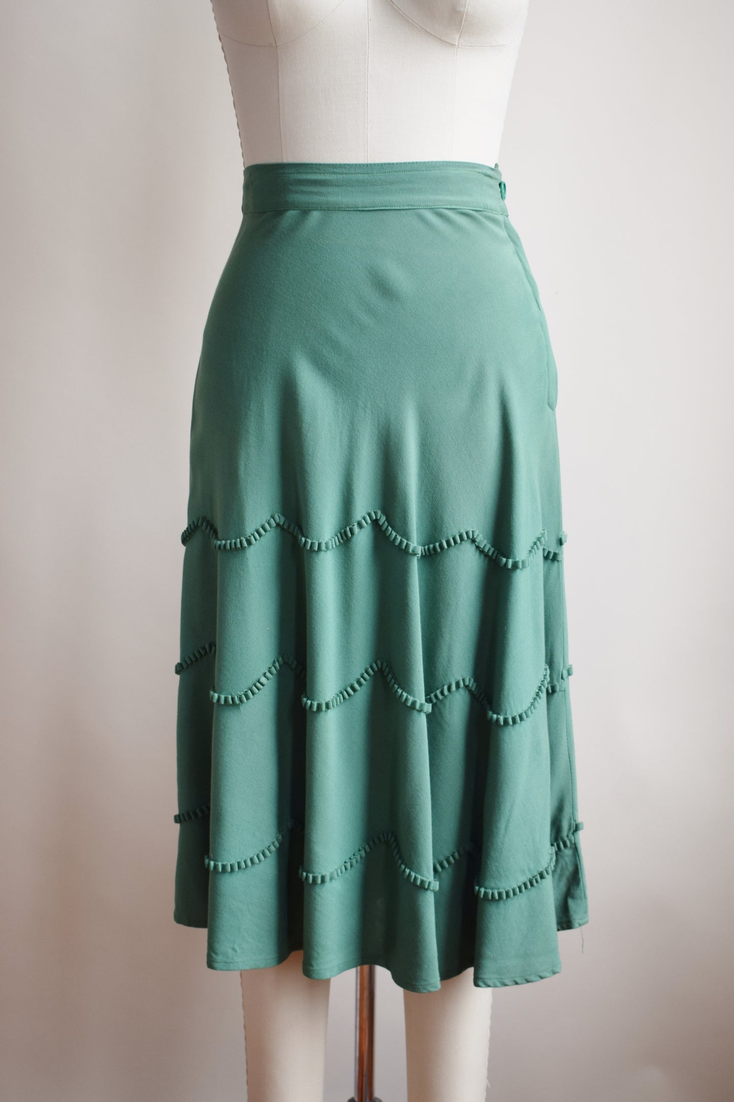 1940s Moss Green Skirt | XS/S