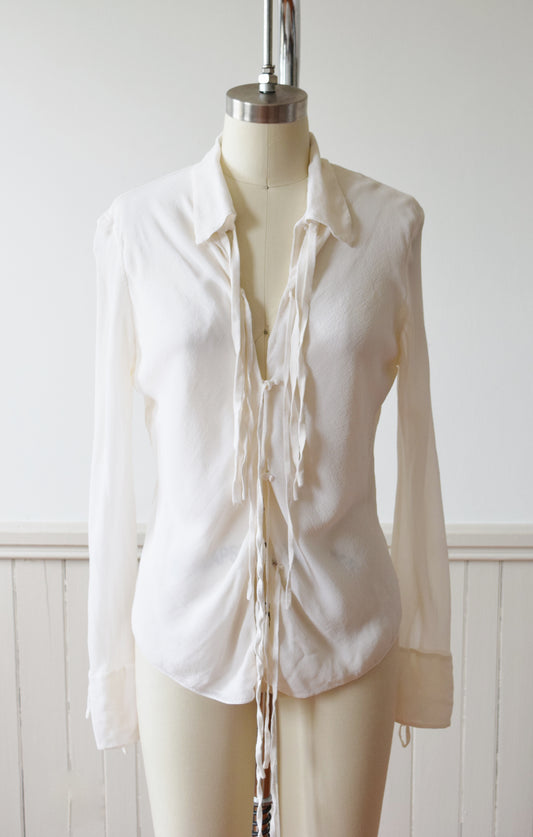 Silk Multi-Tie Blouse | 1990s | M   