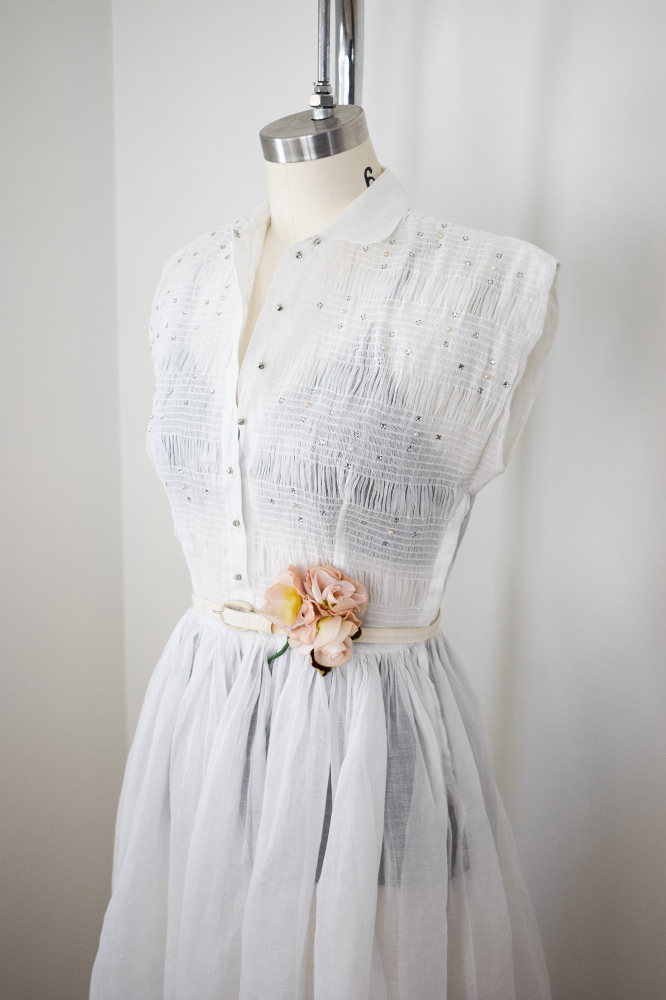 1950s Sheer Gauze Dress | S/M