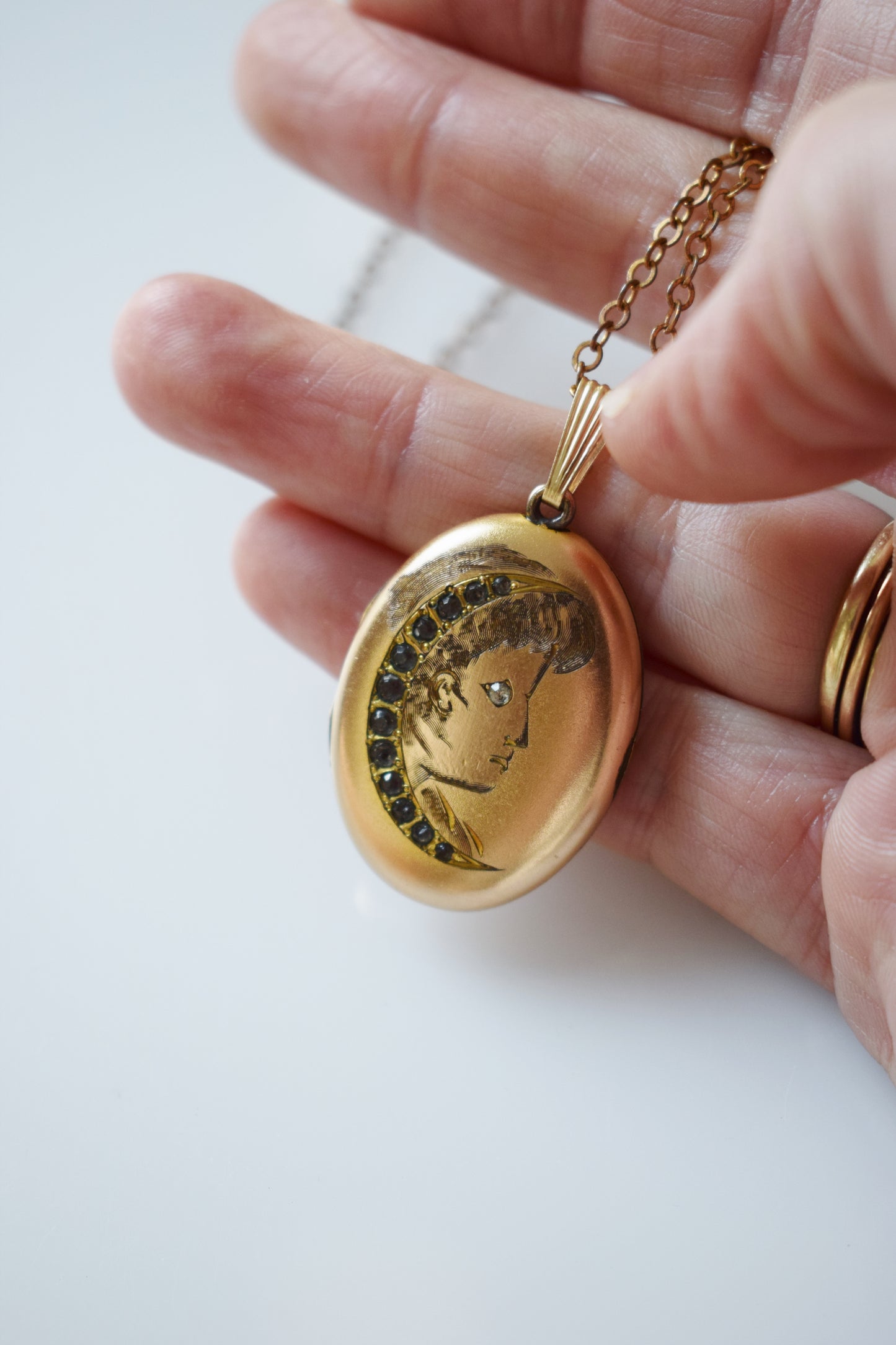 Antique Lady in the Moon Locket