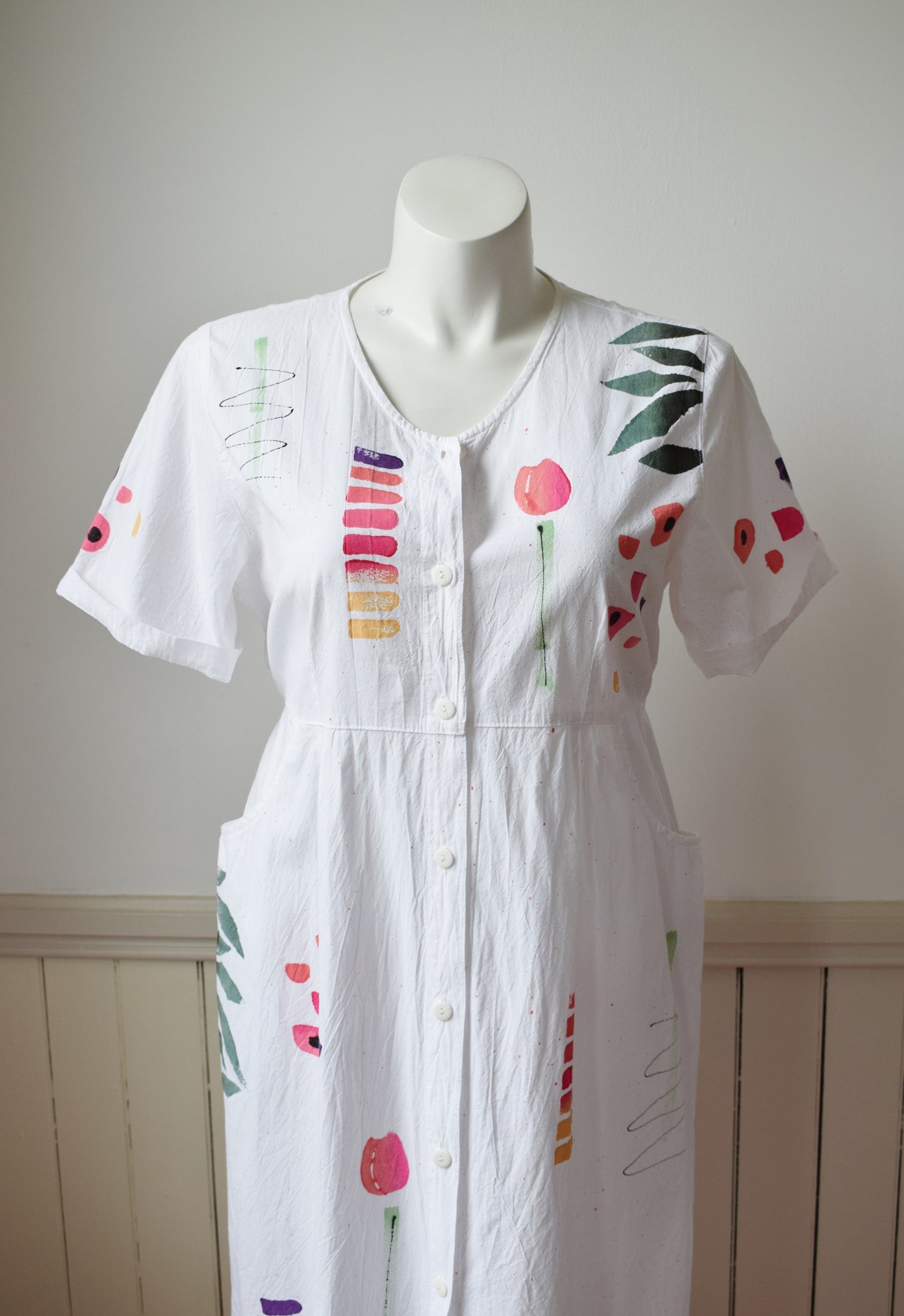 1980s Play Alegre Hand Painted Maxi Dress | L/XL